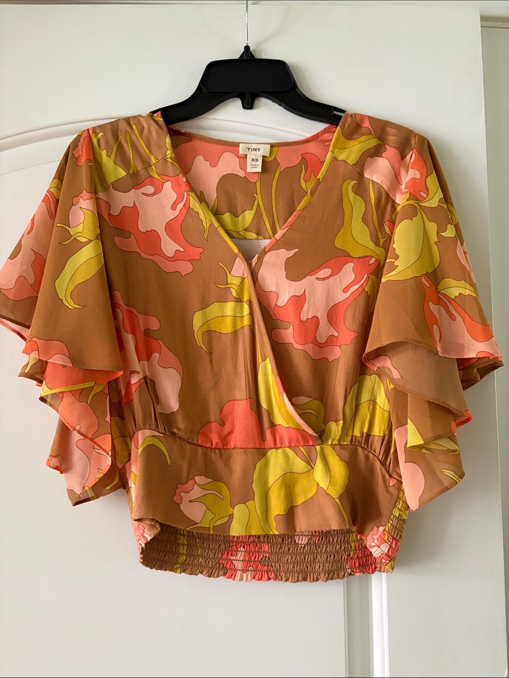 Floral Surplice Flutter Sleeve Top - From Anthropologie.